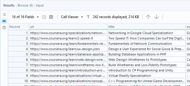 Run and Browse results